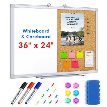Condition photo showing As Is for Maxtek Combo Whiteboard for Wall  36  x 24  Magnetic Dry Erase Board Cork Combination Board Push Pin Bulletin Vision Board School Supplies