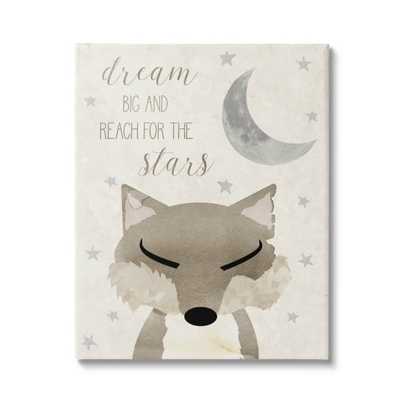 Stupell Industries Soft Dream Big Fox Landscape Painting Gallery Wrapped Canvas Art Print Wall Art, 16 x 20