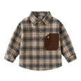 thumbnail image 2 of ZHOGXU Big Kids Boys Shirt With Pocket Long Sleeve Turndown Collar Button Plaid Print Soft Comfortable Top Tee For Casual Daily Wear Blue 3-4 Years, 2 of 7