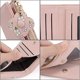 thumbnail image 5 of Cartera para mujer floral pequeña de cuero vegano tarjetero organizador niñas flor monedero, floral rosa Feliz Sencillez, 5 of 5