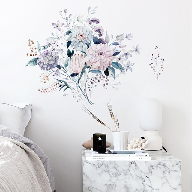 TIMIFIS Wall Sticker Diy Peony Flowers Wall Sticker Pvc Wall Decals for Living Room Home Decor