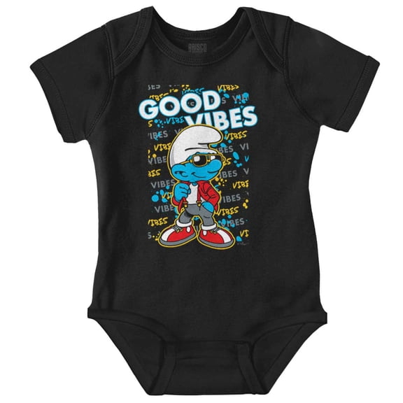 Urban Smurf Good Vibes Graffiti Drip Romper Boys or Girls Infant Baby Brisco Brands NB