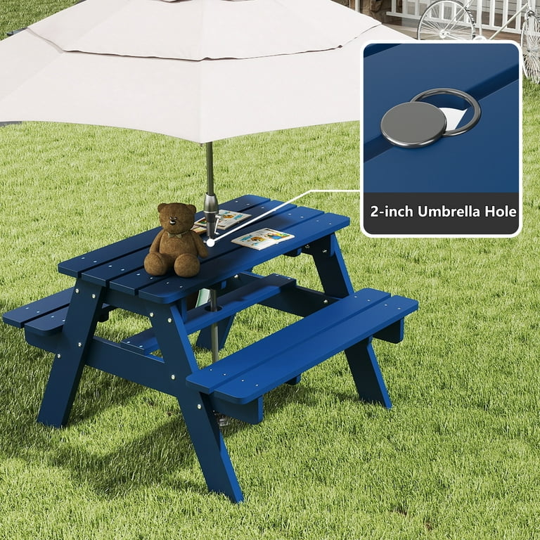 FOOWIN Kids Picnic Table, HDPE All Weather Outdoor Picnic Table
