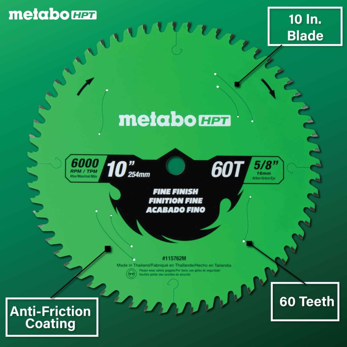 Metabo HPT 10-In Miter Saw Blade, 60-Tooth, 115762M
