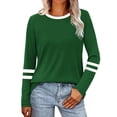 thumbnail image 2 of Hoodies Long Sleeve Shirts for Women Autumn And Winter New Round Neck Long Sleeved Loose T Shirts Female Autumn And Winter Comfortable Commute Fashion Long Sleeved Lady T Shirt Tops Green XXL, 2 of 6