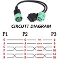 thumbnail image 4 of Adaptador para camión, J1939 Interfaz OBD2 de 9 pines Cable en Y para camión Adaptador OBDII Divisor en Y para camión 16 pines macho a hembra, Cable en Y para camión con interfaz OBD2 de 9 pines - J19, 4 of 5