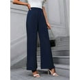 thumbnail image 5 of Wide Leg Stretchy Work Pants Women Pull on Dress Pants High Waisted Business Casual Trousers Slacks Dark Blue S, 5 of 9