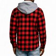 thumbnail image 3 of Dweltoz Men's Plaid Flannel Hoodie Shirt Fashion Casual Long Sleeve Button Up Jacket with Pocket Fall to Winter,Red XL, 3 of 6