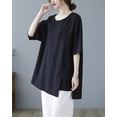 thumbnail image 3 of Women Short Sleeves Solid Color Crewneck Tops Blouse Pullover T-Shirt GA2400 Black, 3 of 5