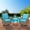 Rattan Light Blue Cushion, variant on 3-Piece Outdoor Swivel Rocker Set, Glider Rocking Chairs with Glass-Top Table and Thick Cushions