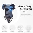 thumbnail image 6 of Rateoe Black And Blue Lightning Dragon Printed Women Rash Guard Short Sleeve,Tummy control Swimsuit Surfing Swimsuit Bathing Suit Short-sleeved Onesie UPF 50+, 6 of 6