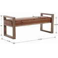 thumbnail image 2 of DEXS Entryway Bench with Hollow Arms Farmhouse Upholstered Wooden Bench Rustic End of Bed Bench for Bedroom Living Room and Entryway.Pu Brown, 2 of 18
