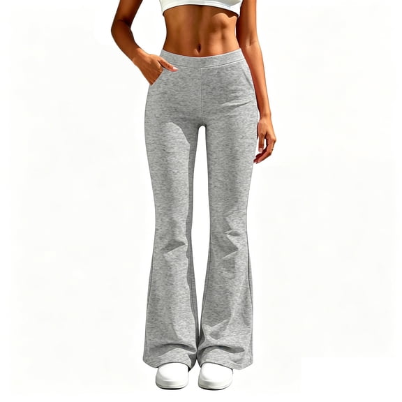 Ozmmyan Womens Bootcut Yoga Pants High Waisted Slim Fit Stretch Trousers with Pockets Casual Solid Color Lounge Pants