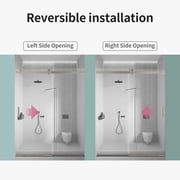 BARONAGE Frameless Single Sliding Soft-Close Shower Door(Countbuffer) 56-60 in. x 76 in , 3/8 (10mm) Clear Tempered Glass, Reversible Installation Easy Glide Rollers Sliding Shower Door Chrome
