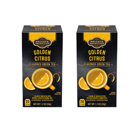 Private Selection Golden Citrus Green Tea, 20 Count, 1.2 oz,2 Pack