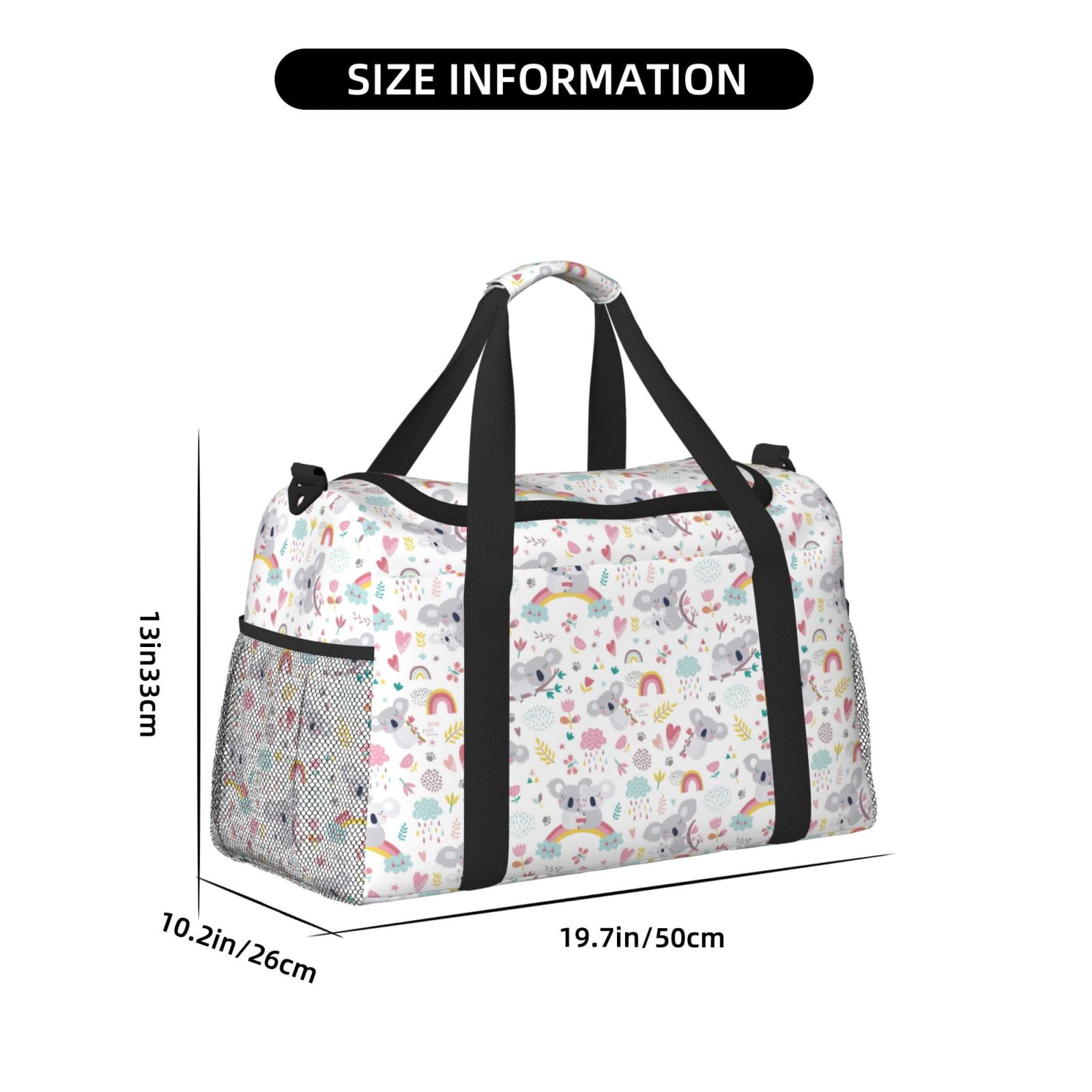 Fuzoiu Cute Koala Print Travel Duffle Bag,Carry On Tote Bags,Duffel Bag,Sport Gym Bag, Hospital Bag for Labor and Delivery, Overnight Bag,Luggage Bag