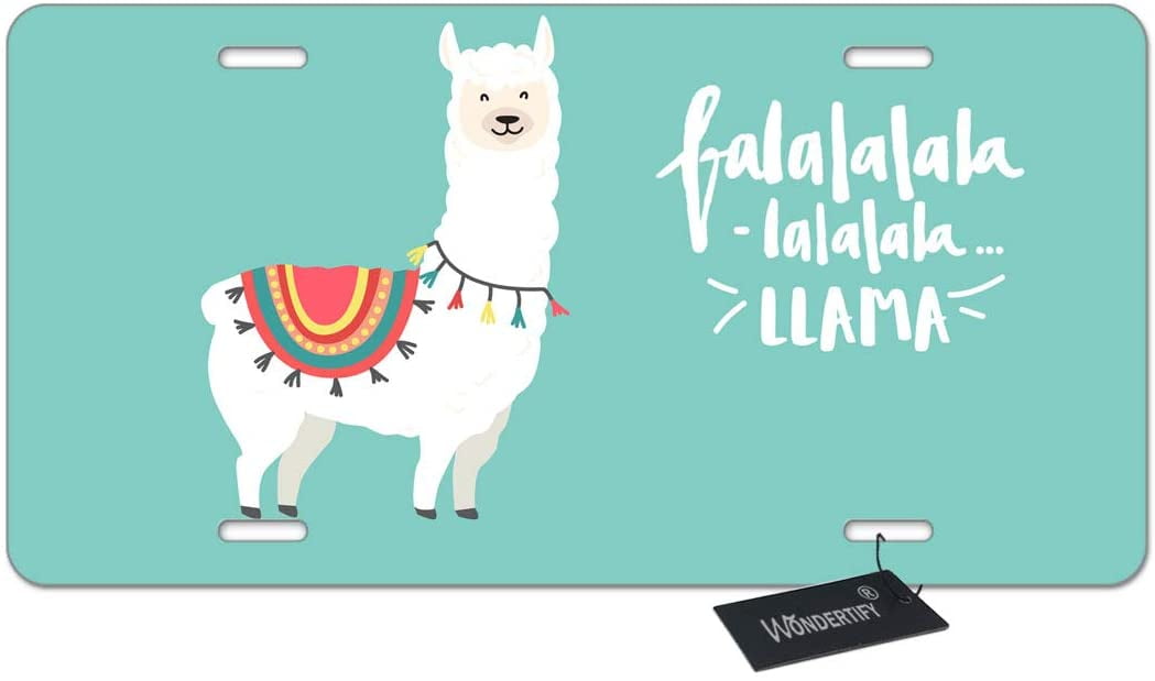 Llama License Plate,Cute FA La La Llama Design with Falala Llama 
