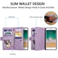thumbnail image 2 of Wallet Case for iPhone SE(5G) 2022 iPhone 7 iPhone 8 iPhone SE 2020, Retro Matte 9 Card Holder Slots Zipper Pocket PU Leather Magnetic Closure Kickstand with Wrist Strap Flip Case - Purple, 2 of 15