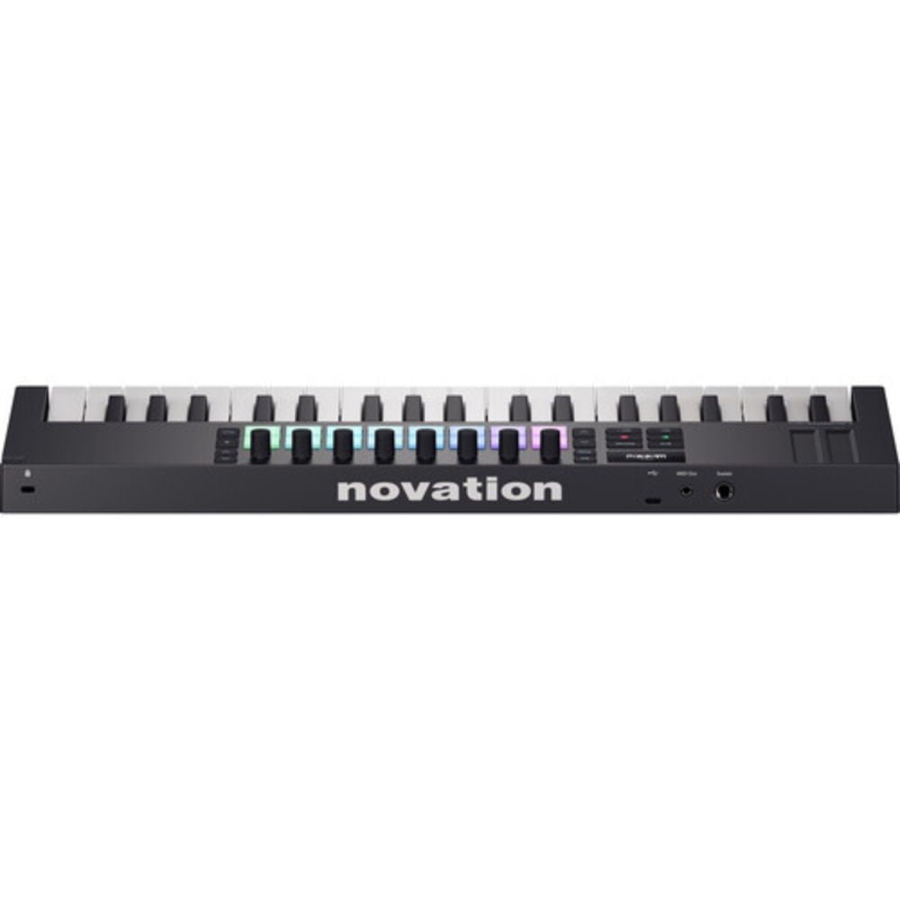 Novation Launchkey Mini 37 MK4 USB MIDI Keyboard Controller (37 Mini Keys) Bundle with Auray FP-P1L Universal Piano-Style Sustain Pedal and Hosa Mid-310 Black 10 ft. Midi cable