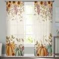 thumbnail image 3 of Orange Pumpkin Fall Semi Sheer Curtains 96 Inch Length 2 Panels Set,Thanksgiving Botanical Sunflower Rustic Sheer Kitchen Curtain Voile Window Curtain for Living Room Bedroom Rod Pocket Drapes, 3 of 7