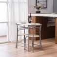 thumbnail image 3 of 3 Piece Bar Table Set, Small Space Table Set for 2, Wooden Pub Table Set with Metal Frame and Shelf Storage, Couple Breakfast Nook Bistro Sets, Beige, 3 of 10