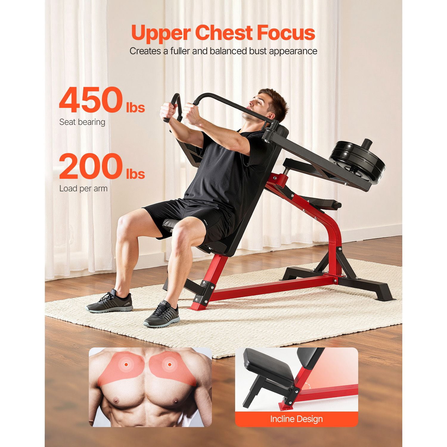 Dranite 450 lbs Incline Chest Fly and Rear Delt Fly Machine with Adjustable Bench, Home Gym Equipment for Chest and Back Strength Training
