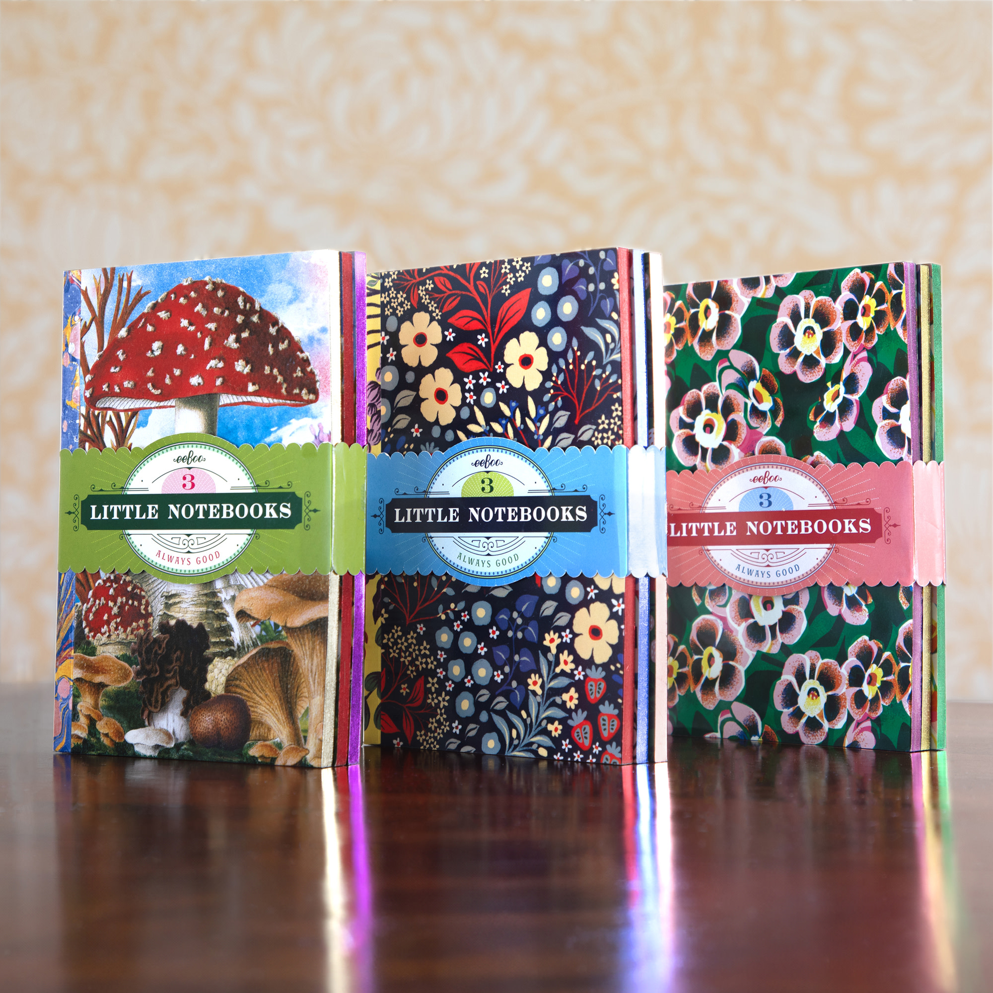 eeBoo Piece & Love: Shelley's Little Books- Set of 3 Notebooks, 5.75 x 4" Portable Size, Nature Themed Journals, Notes-Sketch-Draw, Lines & Dot Grid