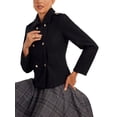 thumbnail image 4 of Abrigos de solapa INSPIRE CHIC para mujeres con bolsillos, abrigo casual de manga larga de doble botonadura en negro, 4 of 6