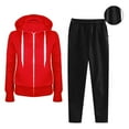 thumbnail image 2 of 2 Piece Tracksuits for Women Fall Sportswear Full Zip Up Hoodie Jacket and Joggers Pant Sets Sweatsuits Outfits (XL, Red), 2 of 4
