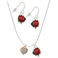 thumbnail image 1 of Delight Jewelry Small Rose Goldtone Heart with Clear AB Crystals Red Lucky Ladybug Necklace and Dangle Earrings Set, 1 of 6