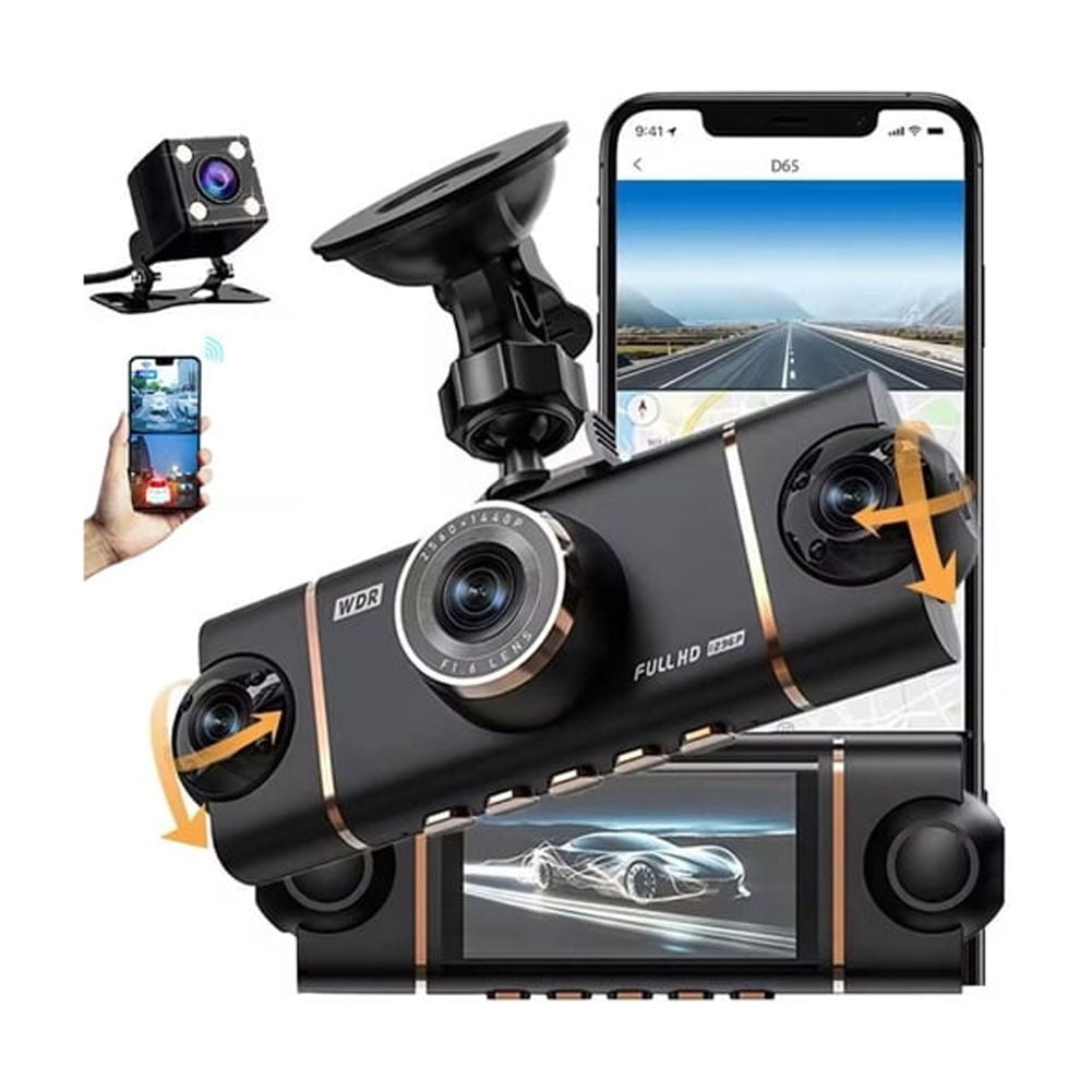 4 Channel Dash Cam for Cars Front Rear Inside & Left Right,360 Dash Cam Front Rear Inside & Left Right, 4K1080P3 FHD Car Camera, 5GHz WiFi & App Control,24H Parking Mode,G-,Loop Recording