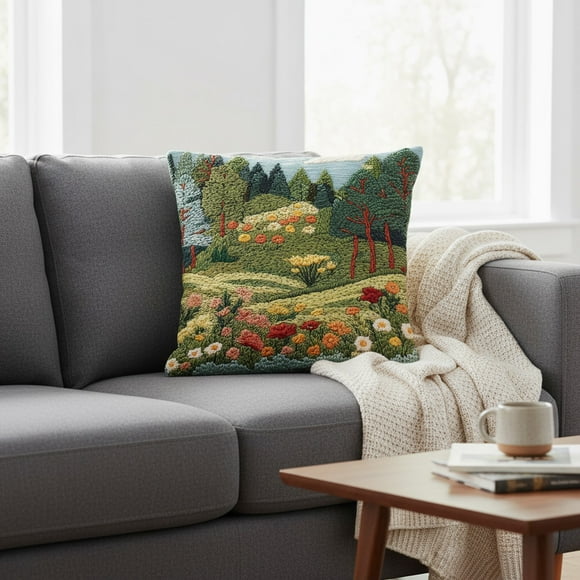 Hot Selling Imitation Embroidery Inspired Pillow Case Field Style Kittens Home Decoration Polyester Pillow