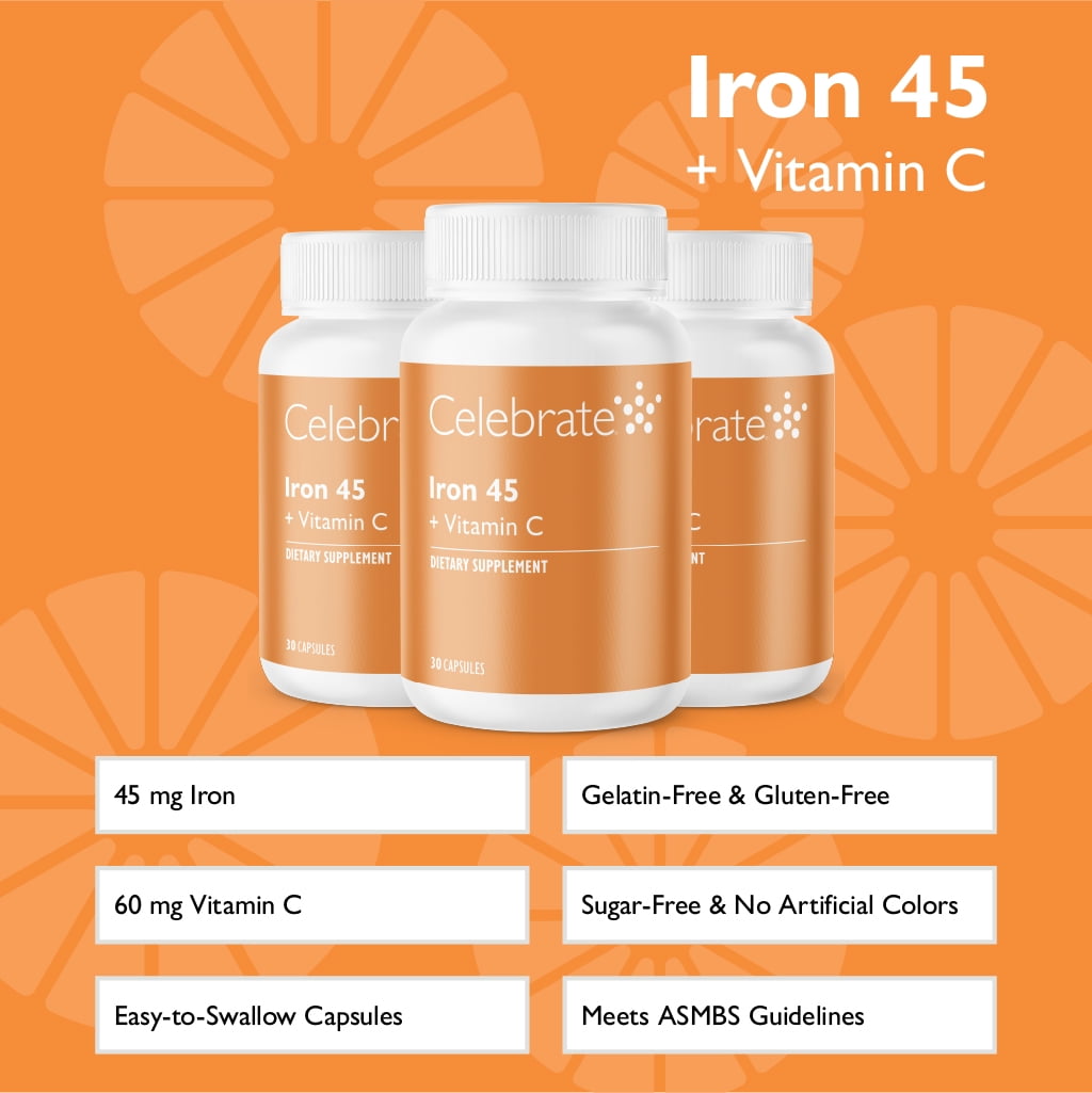 Celebrate Vitamins 45 mg Iron with Vitamin C Capsules - 90 count