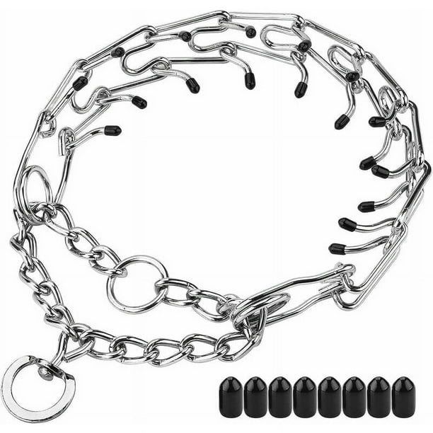 Collar de entrenamiento ajustable y versátil para mascotas, de acero inoxidable, con puntas de goma cómodas para prevenir lesiones, entrenamiento correcto y presión uniforme en áreas sensibles