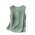 thumbnail image 4 of Embroidered Boho Tank Tops for Women Floral Gauze Sleeveless Cotton Linen Shirts Loose Summer Dressy Casual Blouses, 4 of 9