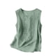 thumbnail image 5 of Craaazy Women's Relaxed Fit Round Neck Tank Top, Solid Color Sleeveless Cotton Linen Top, Loose Comfy Embroidered Casual Vest for Work & Daily Wear Gifts, 5 of 9