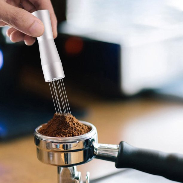 Tamper de café de aguja con bolígrafo de arte de café, área de agitación , agujas de agitación antideslizantes, a prueba de herrumbre para arte Plata Sunnimix Manipulación de café