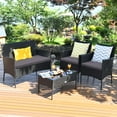 thumbnail image 4 of Costway 8PCS Patio Rattan Furniture Set Cushioned Sofa Coffee Table Backyard Grey, 4 of 11