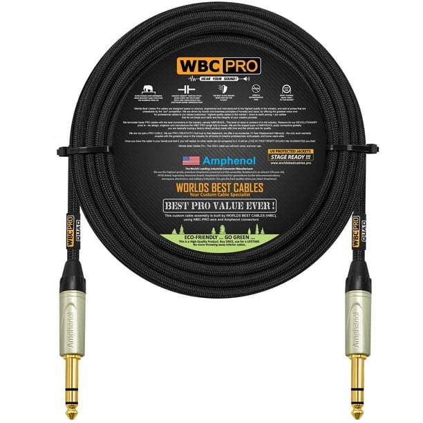 Cable Estéreo TRS WBC-PRO con Conector Amphenol Tweed Negro Ultra Silencioso Ultra Flexible