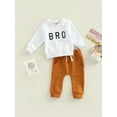thumbnail image 3 of Bagilaanoe 2Pcs Toddler Baby Boy Long Pants Set Letter Print Long Sleeve Sweatshirt Pullover Tops+ Trousers 6M 12M 18M 24M 3T Fall Casual Sweatsuit, 3 of 9
