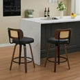 thumbnail image 3 of Spaco Set of 2 Counter Height Bar Stools, 26 inch Rattan Counter Height Stools with Cane Back, Upholstered Seat, Walnut Craftsmanship, Swivel Counter Stools for Kitchen, Black, 3 of 14