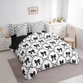 thumbnail image 2 of Erosebridal Kawaii Ribbon Bow Twin Bedding Sets 7-Piece For Teens,Kids Girls Geometric Grid Bedding Comforter Set,Black Reversible, 2 of 6