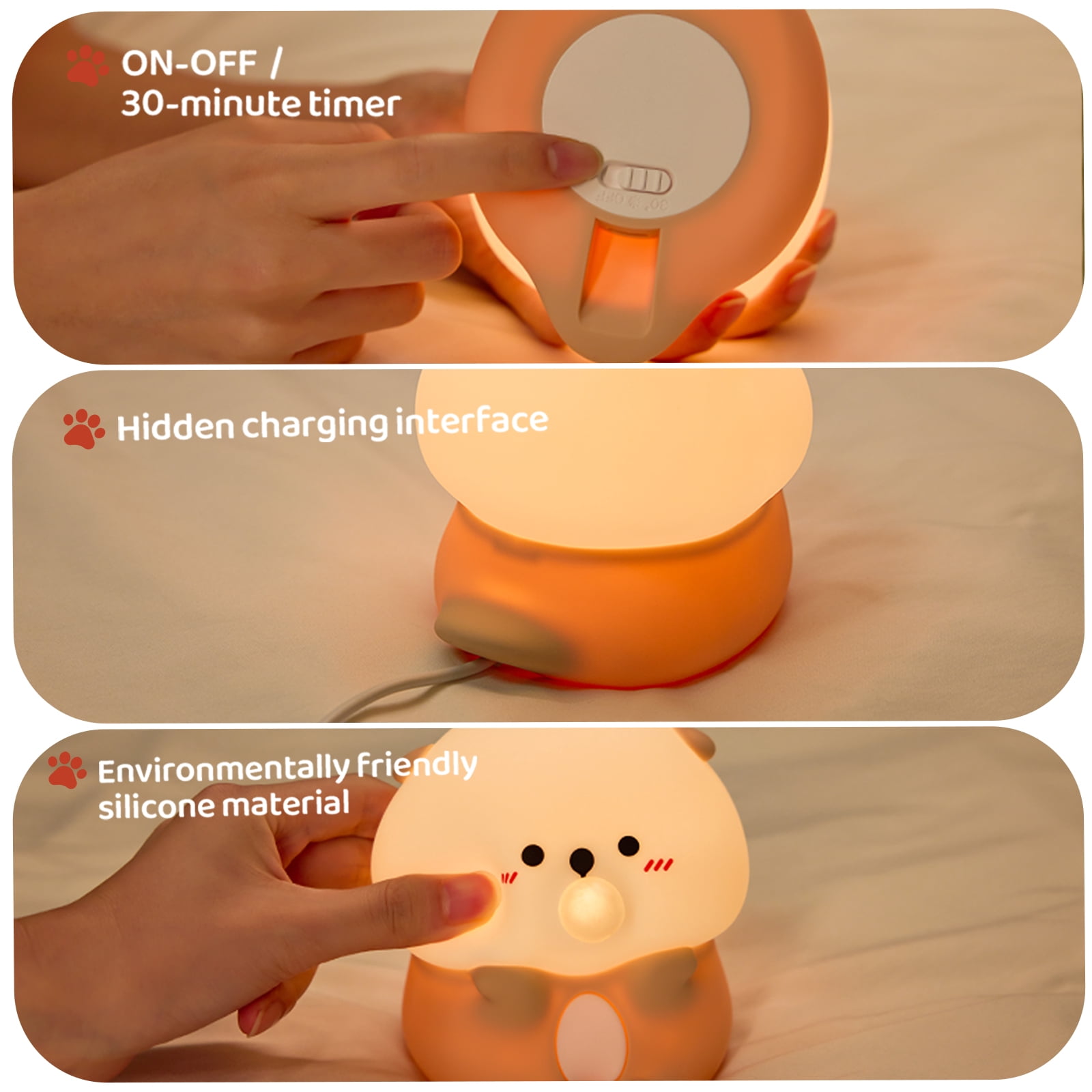 Sea Otter Night Light for Kids, Rechargeable Blowing Bubbles Sea Otter  Silicone Night Light with Timer, Dimmable Nursery Lights for Kids Room Decor, Cute Lamp for Kids Baby Boys Girls