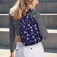 thumbnail image 5 of Lsque Skull flower leaf purple Pattern Canvas Daypack, Durable Backpack, High-quality Versatile Backpack,Vintage Compact Backpack-Small, 5 of 6