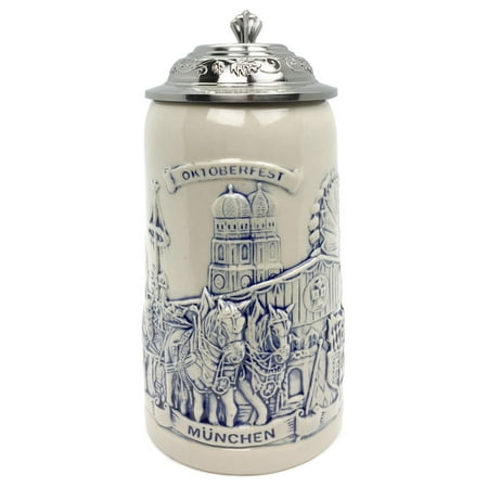 Stoneware Munich Beer Wagon .5L Lidded Stein