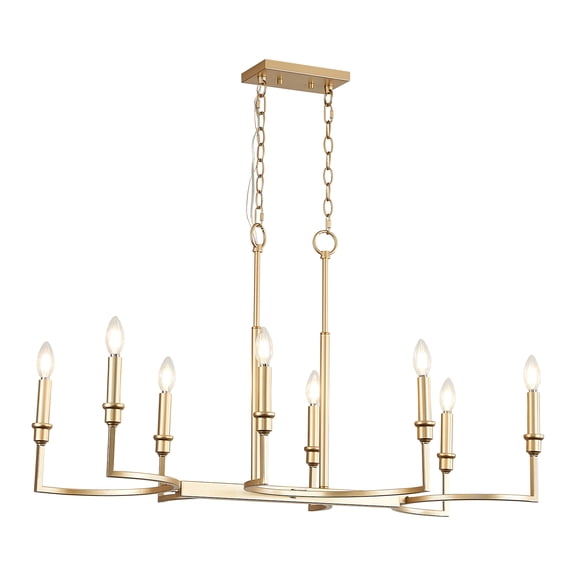 Gold Rectangular Chandelier 38in Linear Kitchen Island Chandelier Light Fixture 8 Light Gold Chandeliers Lighting for Kitchen Island Dining Room