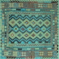 thumbnail image 1 of Ahgly Company Indoor Square Southwestern Light Blue Country Area Rugs, 7' Square, 1 of 4