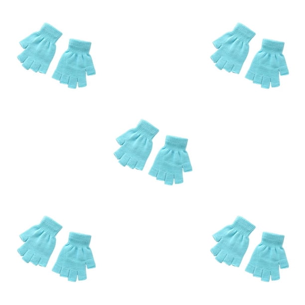 Guantes de punto Qarigey unisex mitones sin dedos invierno moto ciclismo cálido Azul Type2 NO2