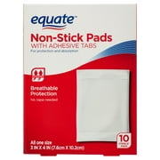 (4 pack) Equate Non-Stick Pads with Adhesive Tabs, 10 Count