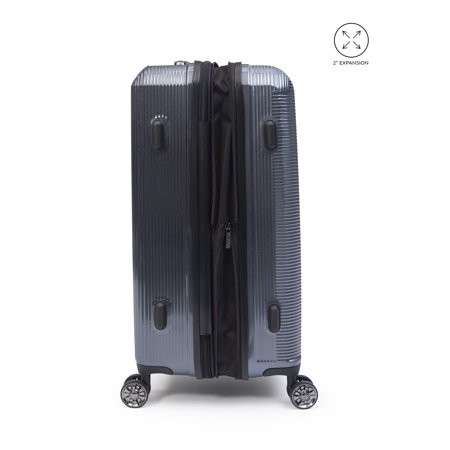 iFLY Hard Sided Luggage Future 24" Checked Luggage, Steel Blue